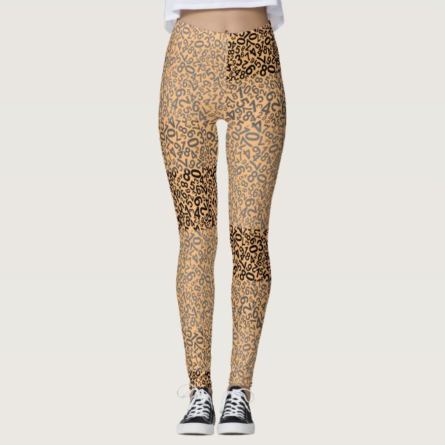 Leggings Patrón numérico 01 con fondo amarillo naranja (Anverso)
