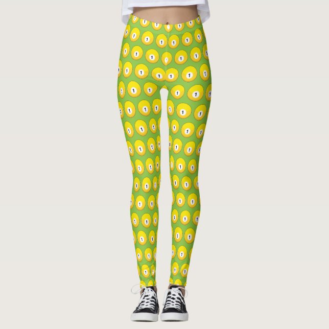 Leggings Patrón número uno de la bola amarilla Billiard (Anverso)