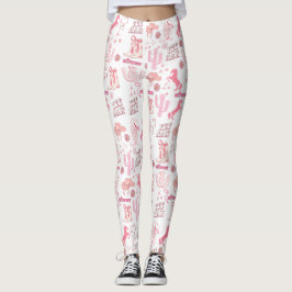 Leggings patrón occidental vaquero rosa divertido boho