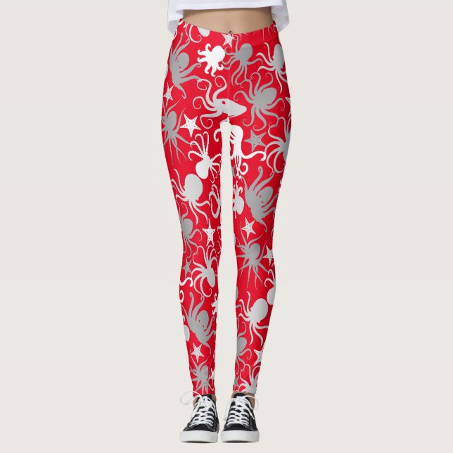 Leggings Patrón Octopus.b Red BG (Anverso)
