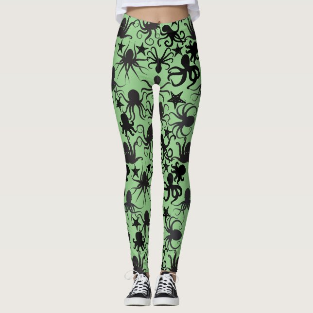 Leggings Patrón Octopus.w LGreen BG (Anverso)