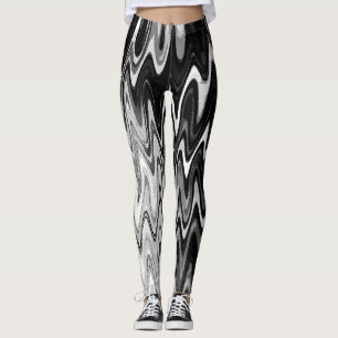 Leggings Patrón ondulado abstracto en blanco y negro