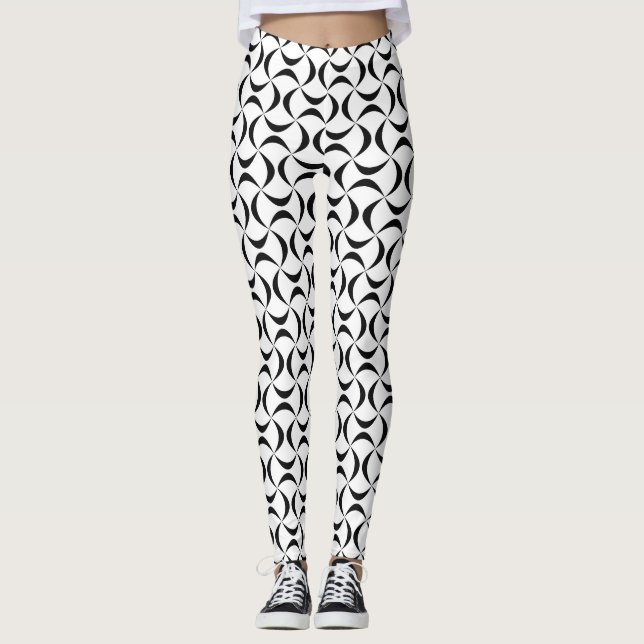 Leggings Patrón ondulado blanco y negro (Anverso)