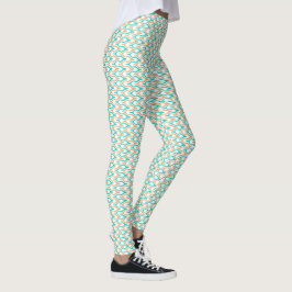 Leggings Patrón ondulado de Chevron en verde azulado y bron