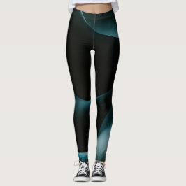 Leggings Patrón ondulado negro verde Mujeres de entrenamien