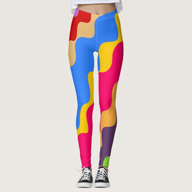 Leggings Patrón ondulado retro colorido (Anverso)