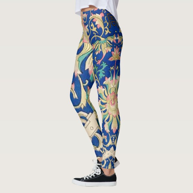 Leggings Patrón oriental floral anticuario Azul profundo re (Izquierda)