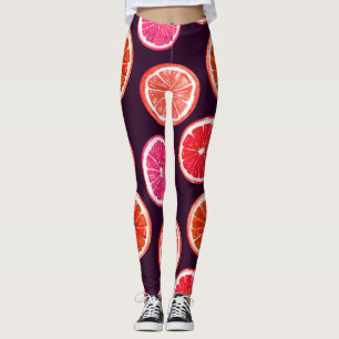 Leggings Patrón oscuro de cítricos pintados a mano