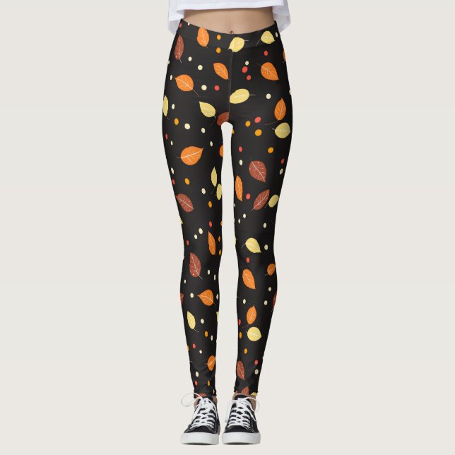 Leggings Patrón otoño de hojas de otoño (Anverso)