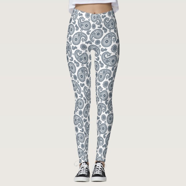 Leggings Patrón paisajista azul oscuro indio sin fisuras so (Anverso)