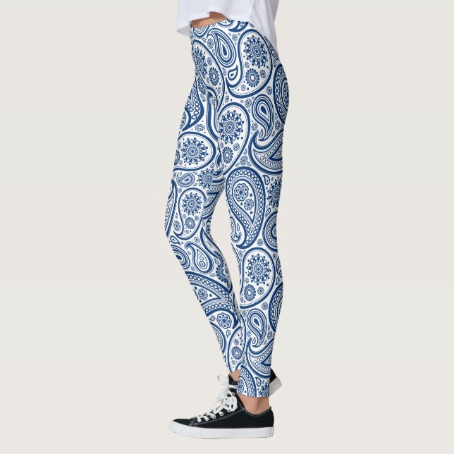 Leggings Patrón paisajista blanco y azul marino (Izquierda)