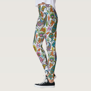 Leggings Patrón paisajístico floral vintage colorido