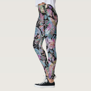 Leggings Patrón paisajístico floral vintage colorido