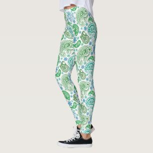 Leggings Patrón Paisley azul y verde