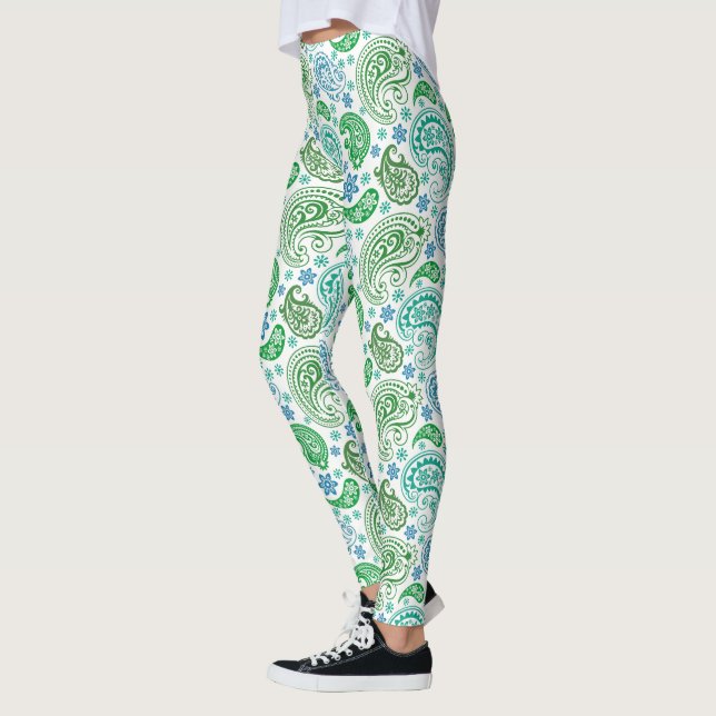 Leggings Patrón Paisley azul y verde (Izquierda)