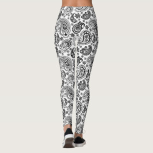 Leggings Patrón Paisley Ornate Negro y Blanco 2