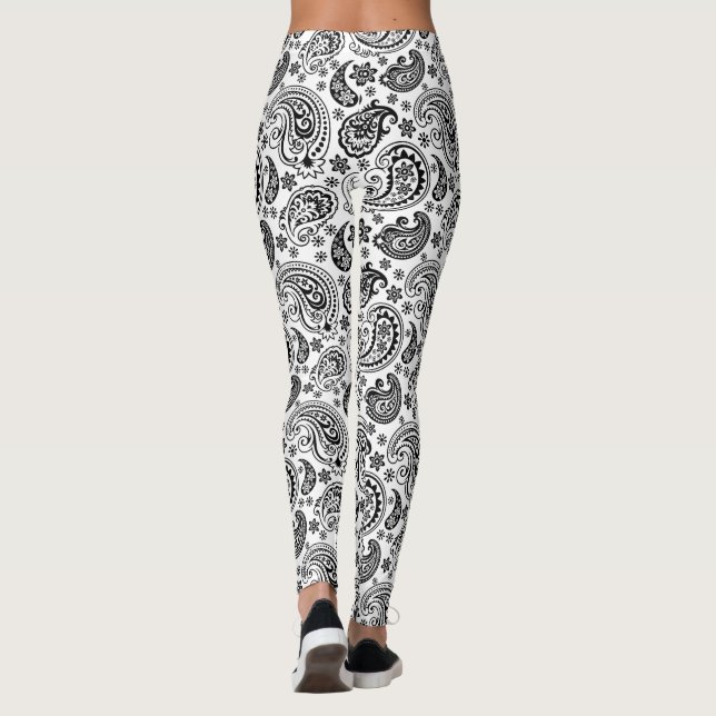 Leggings Patrón Paisley Ornate Negro y Blanco 2 (Reverso)
