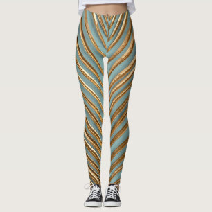 Leggings Patrón Palm Tropical Pintado de Oro