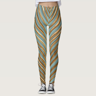 Leggings Patrón Palm Tropical Pintado de Oro