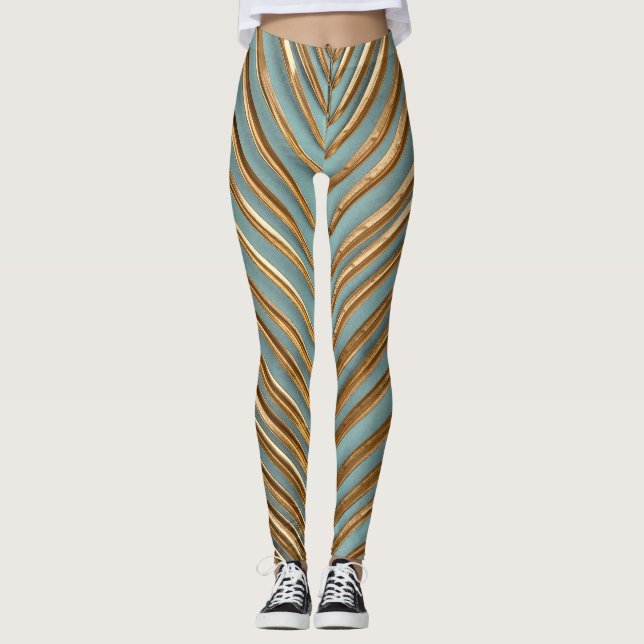 Leggings Patrón Palm Tropical Pintado de Oro (Anverso)