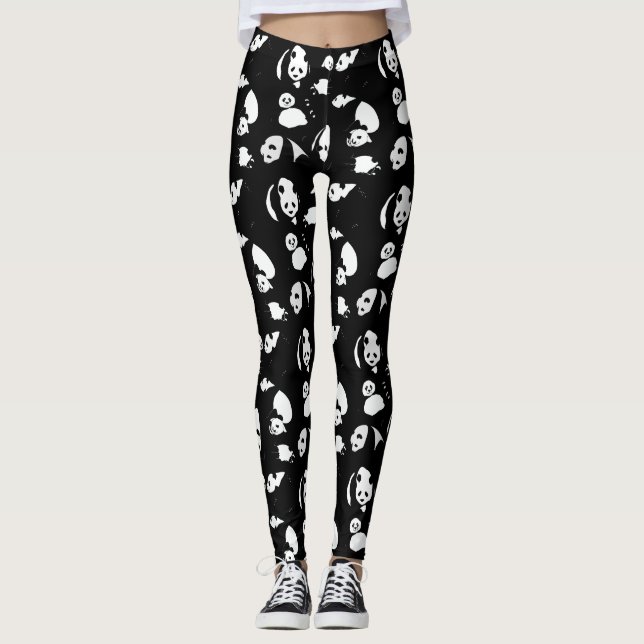 Leggings Patrón Panda Negro BG (Anverso)