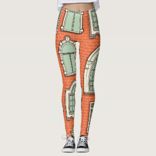 Leggings Patrón panorámico de ventana de época