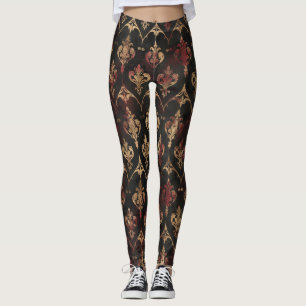 Leggings Patrón Persa Damask Noir Dorado (5)