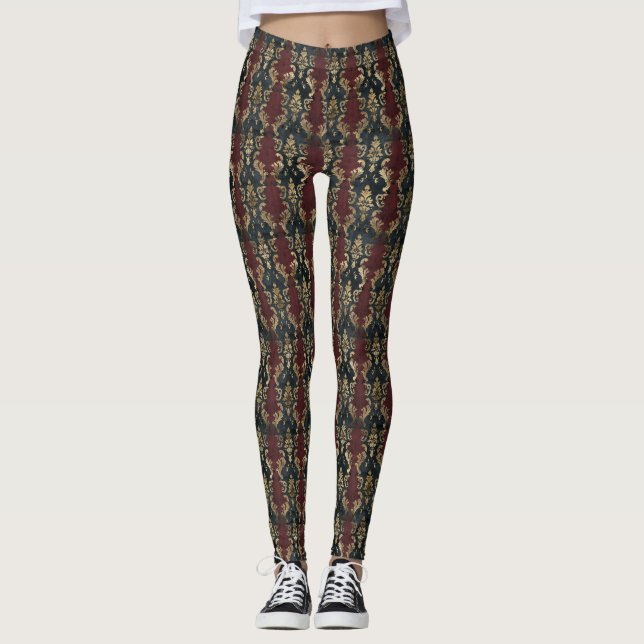 Leggings Patrón Persa Dorado Damask Noir (1) (Anverso)