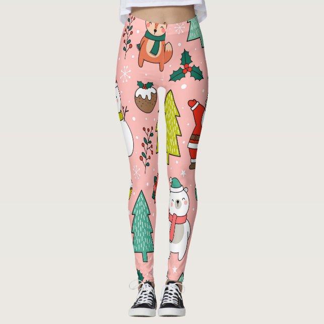 Leggings Patrón Personalizado de caracteres de navidades (Anverso)