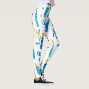 Leggings Patrón Personalizado de Hanukkah Entrenamiento Lin