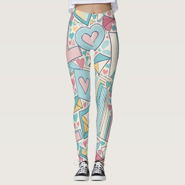Leggings Patrón Personalizado de letras de amor Pastel (Anverso)