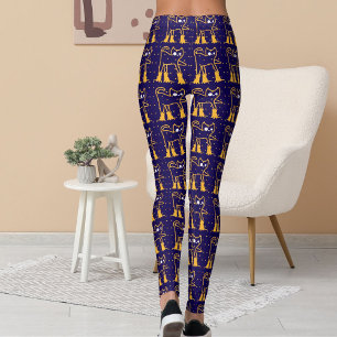 Leggings Patrón personalizado Gracioso Mascota gatos azul o