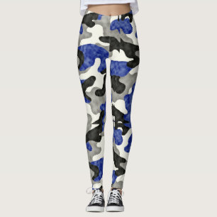 Leggings Patrón perturbador Camuflaje Blues Gris Negro