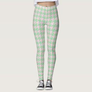 Leggings Patrón Pied de Poule Rosa Verde