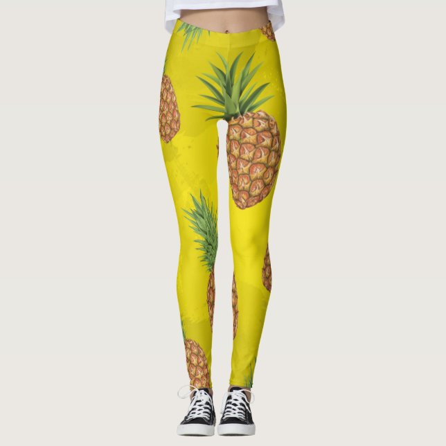 Leggings Patrón pino-manzana acuarela 3 (Anverso)