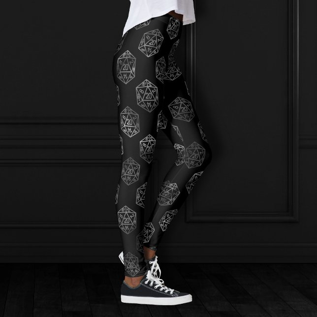 Leggings Patrón plateado D20 | Dados del jugador de rol de  (Subido por el creador)