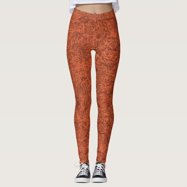 Leggings Patrón popular naranja quemado (Anverso)