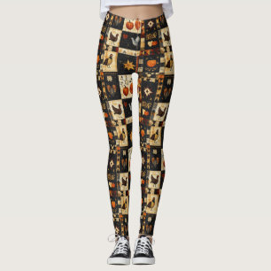 Leggings Patrón primitivo del tejido del arte popular   Oto