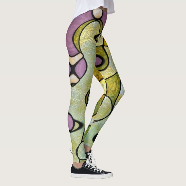 Leggings Patrón psicodélico de meditación con púrpura moda (Derecha)