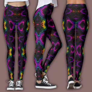 Leggings Patrón Psicodélico Vibrante Kaleidoscopio de Neó