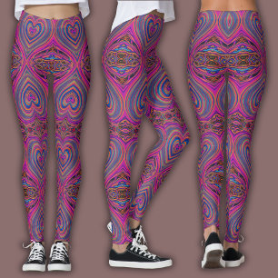 Leggings Patrón Psicodélico Vibrante   Magent/Azul Alucinan