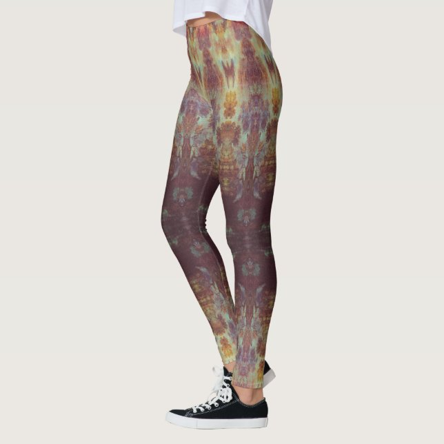 Leggings Patrón púrpura y dorado elegante (Izquierda)