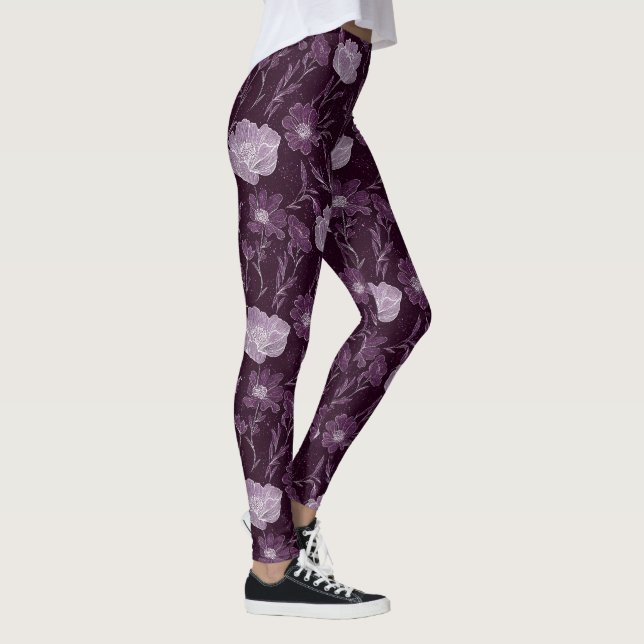 Leggings Patrón Purpurina morado floral (Derecha)