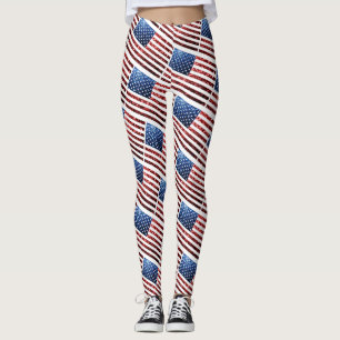 Leggings Patrón purpurinas de los destellos rojos y azules