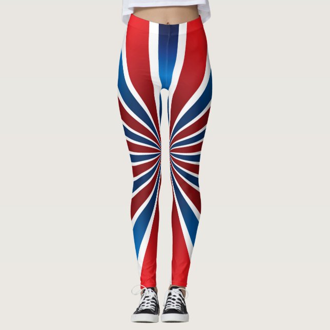 Leggings Patrón radial azul blanco rojo (Anverso)