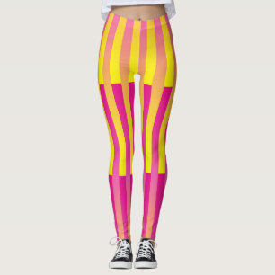 Leggings Patrón rayado de Naranja amarillo rosado