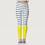 Leggings Patrón rayado moderno<br><div class="desc">Decoración moderna de rayas blancas,  azules y amarillas</div>