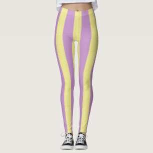 Leggings Patrón rayado morado y amarillo