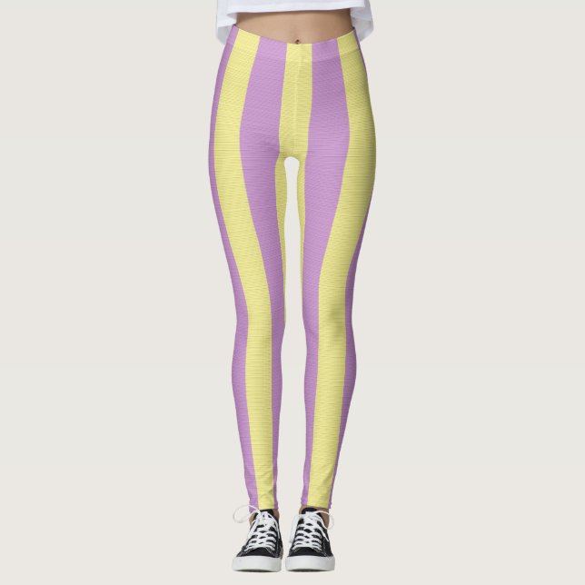 Leggings Patrón rayado morado y amarillo (Anverso)