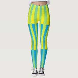 Leggings Patrón rayado verde amarillo azul